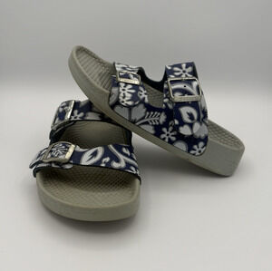 Vintage Birkenstock Sandals Women Size 37 Arizona Blue Floral Y2K Hawaiian Print